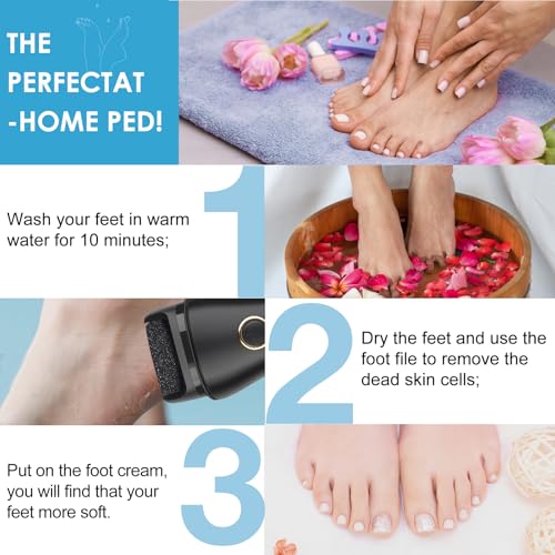 Black Electric Foot File Callus Remover Kit with 9 Grinding Heads & 3 Speed Settings