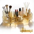 Rotating Makeup Organizer Desktop Cosmetic Storage Box 360¡Æ Rotation Beauty Organizer Rack Transparent Gold