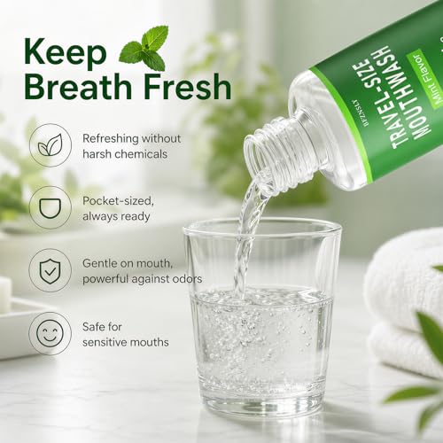 50 Pcs Travel Size Mouthwash Bulk - Portable Alcohol-Free Mini Mouthwash