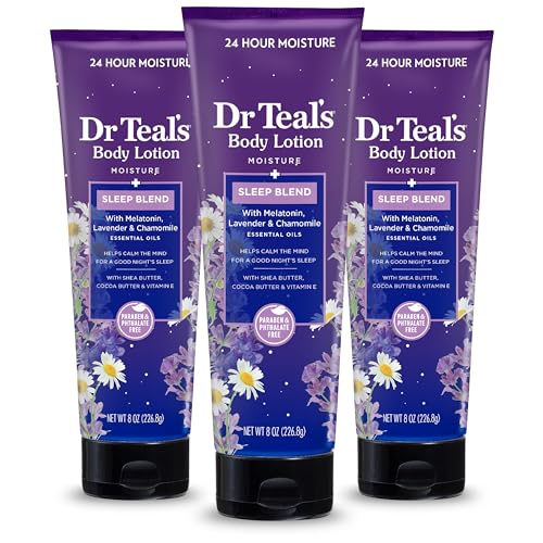 Dr Teal's Sleep Body Lotion, 24-Hour Moisture, with Melatonin, Lavender & Chamomile Essential Oils & Body Wash with Pure Epsom Salt, Soothe & Sleep with Lavender, 24 fl oz (Pack of 2)