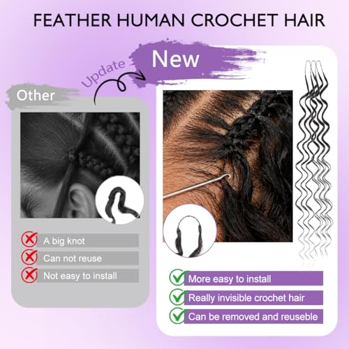Deep Wave Crochet Hair 120g 16 Inch Knotless Pre-Separated Natural Black - 1B-DW