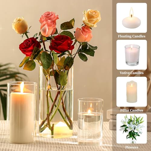Clear Glass Candle Holder Set - 18 pcs with 3 Sizes for Wedding & Home Decor