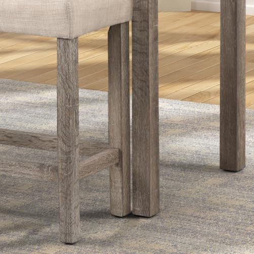 Counter Height Saddle Stool Set - Taupe Button Tufted Bar Stools, Set of 2