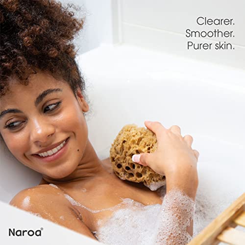 Naroa X Large Natural Shower Sponge - Unbleached Body Scrubber Loofah, Eco-Friendly & Plastic-Free