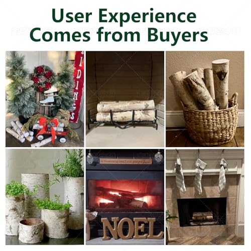8 Pack Large Diameter Birch Logs for Fireplace Decor & Crafts - Natural Wood