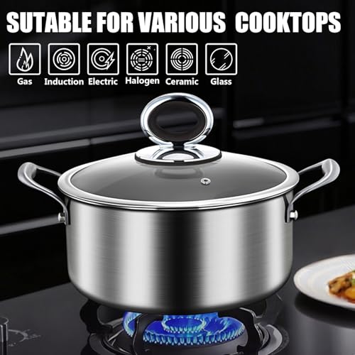 9.45 Inch Titanium Nonstick Soup Pot - Hammered Induction Cookware for All Stoves