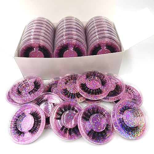 False Eyelashes Bulk 30 Pairs - 10 Styles 3D Fluffy Natural Look Vegan Reusable