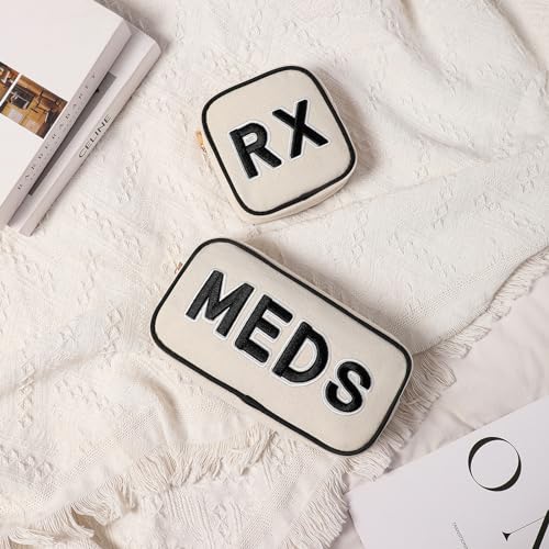 2-Piece Small and Medium Canvas RX Medicine Bags for Travel and Organization - Black