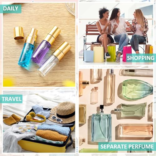 Zhehao 100 Pcs Mini Perfume Spray Bottles 3ml Gold Cap - Glass Atomizers
