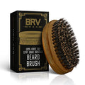 Beard Brush with Firm Boar Bristles - Green Sandalwood Handle - Men's Grooming Tool