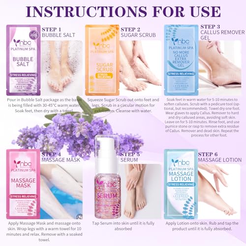 Pedicure Foot Soak Set 6-in-1 Foot Spa Kit for Tired & Dry Feet - Lavender, 3 Pack