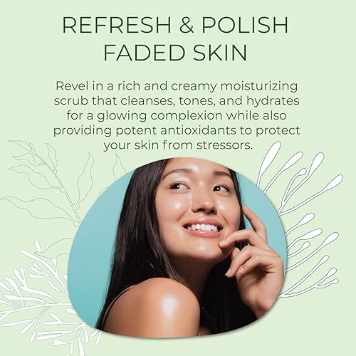 Sea-El Coconut Kiwi Exfoliating Face Scrub - Hydrating & Anti-Aging Facial Cleanser, 4 Oz