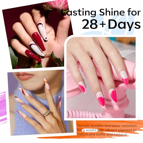 Nude Gel Nail Polish Set 28 Colors Glitter 32pcs - Rainbow Variation