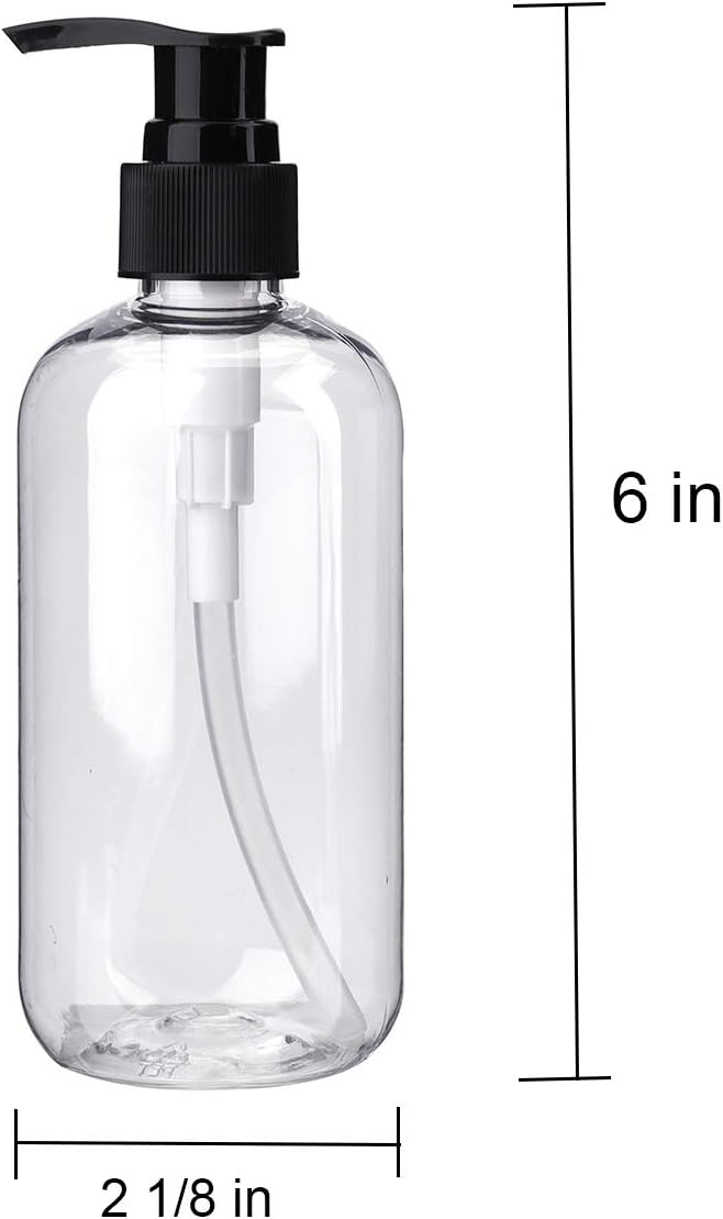 8oz Clear Lotion Bottles - 16 Pack with Black & White Pumps for Creams & Soap