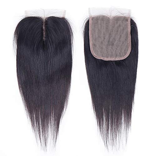 Brazilian Straight Hair Bundles with T Part Closure - 10 10 10 10+10 Inch, 4 Bundles Unprocessed Virgin Human Hair
