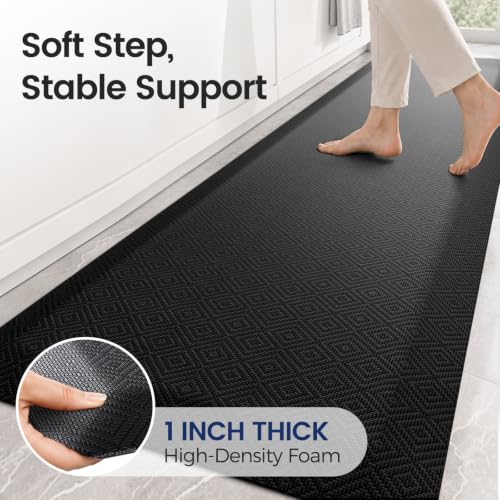 Extra Thick Anti-Fatigue Kitchen Floor Mat 95"L x 20"W Black - Supportive Standing Mat
