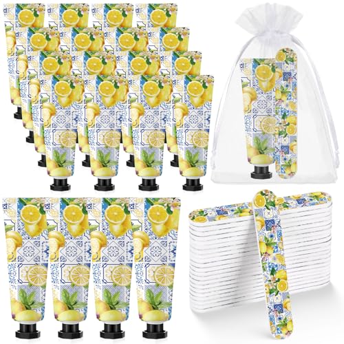 Capri Lemon Hand Cream & Nail File Gift Set - Bridal Wedding Favors Bulk