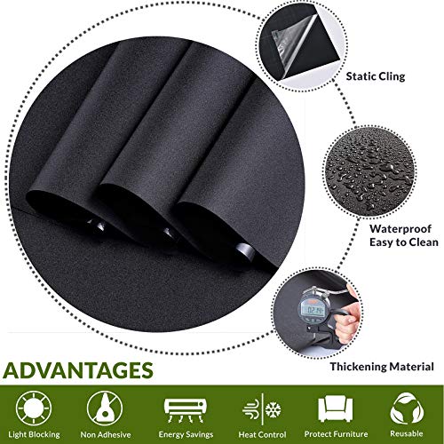 VELIMAX Black Static Cling Window Film Room Darkening Privacy Cover - 35.4 x 314.9 inches