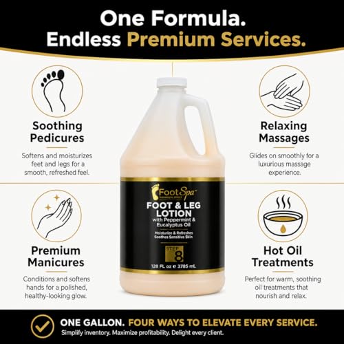 FootSpa Multi-Purpose Pedicure & Massage Lotion 128 oz - Relaxing Skin Moisturizer