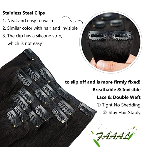 Clip in Hair Extensions 18 Inch 150g Natural Black Real Human Hair - Variation of THIS listing