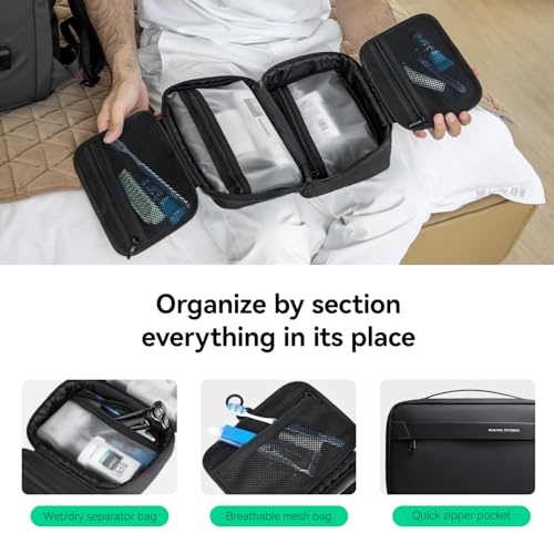 MARK RYDEN Black Travel Toiletry Bag - Hanging Organizer for Men