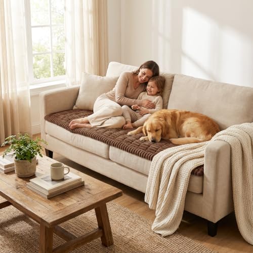 Pet Couch Cover for Dogs - Non Slip Washable Sofa Protector 35.4x95 Brown