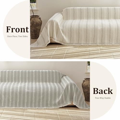 Oversized Waterproof Couch Cover for Dogs - Boho Stripe Sofa Protector - 91x150