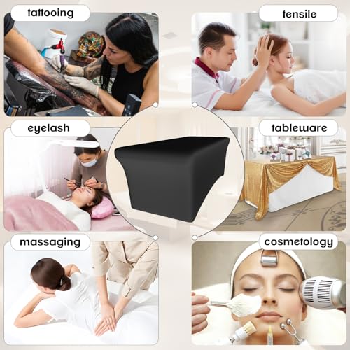 Black Lash Bed Cover Massage Table Cover Protector with Cut-Out for Leg Room£¬ Stretch Rectangular Table Cover for 6FT Eyelash/Spa/Message Bed £¨72"X30"X30" (Black 2 Pcs)