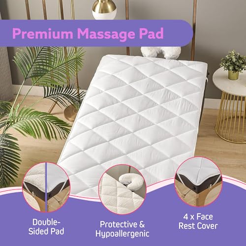 Double-Sided Massage Table Pad 76x34in Plush Fleece & Microfiber Cover, Spa Bed Topper