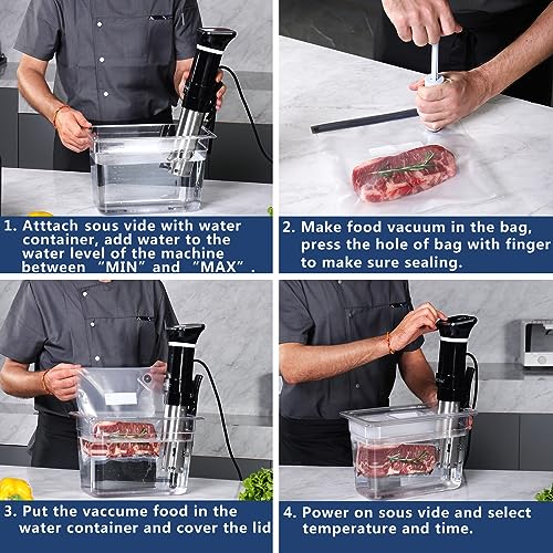 Sous Vide Precision Cooker Kit with 6L Water Container & 10 Vacuum Bags - 1100W