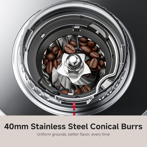 Conical Burr Coffee Grinder with 45 Settings and Touchscreen - Metallic Silver