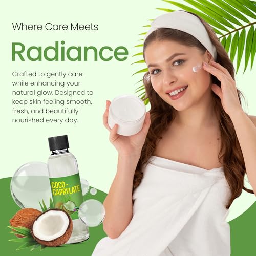 Coco Caprylate Oil for Cosmetics (8 Oz / 236 mL) Coco-Caprylate Plant-Based Emollient for Cosmetics, Serums, and Conditioners Natural Silicone Alternative for Skin and Hair Care Formulations