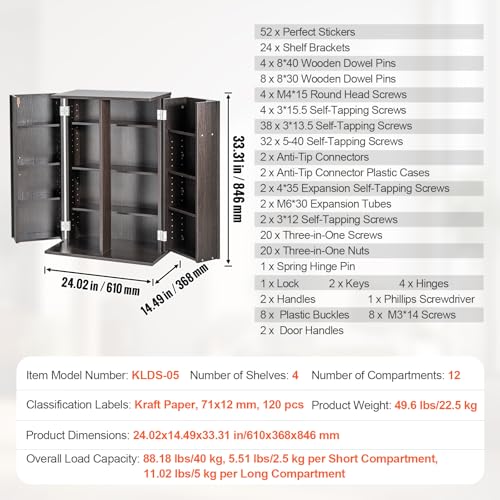 Media Storage Cabinet with Adjustable Shelves - Espresso