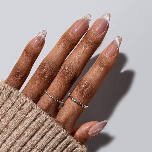 French Cat Eye Medium Almond Press On Nails - 150Pcs, Variation of French Cat Eye - Medium Almond