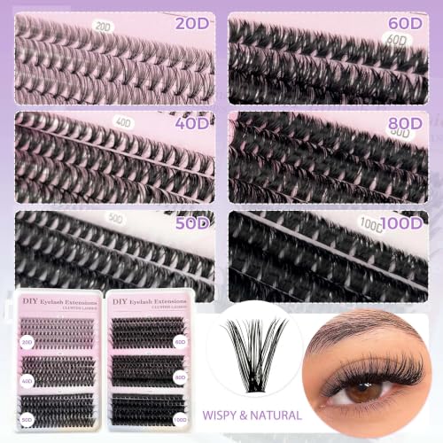Lash Clusters Kit 15 Styles Fluffy Eyelash Extension with Makeup Tools - Variation of THIS listing: Kit-30D-160D