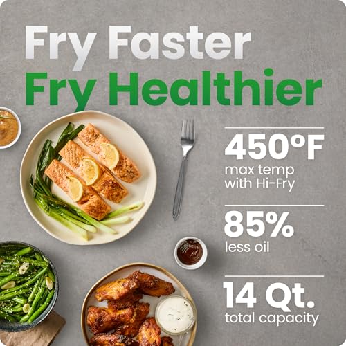 14 Quart Black Air Fryer Oven with Rotisserie & Dehydrator - 6-in-1 Multifunctional Cooker
