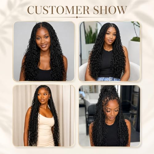 Deep Wave Human Braiding Hair for Boho Braids - 20 Inch Natural Black 100g