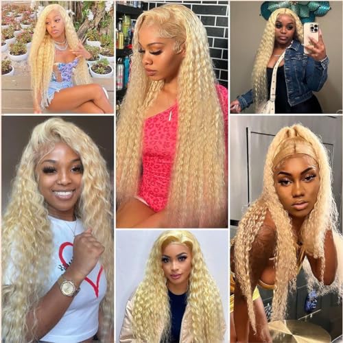 NerriHou 613 Blonde Water Wave Human Hair Bundles #613 W / 14, 16, 18 Inch, Unprocessed Virgin Brazilian Hair, 3-Pack 150g
