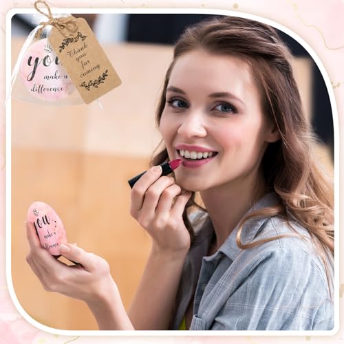 Women’s Rose Gold Compact Mirror Set with Inspirational Messages - 50 Pieces Gift Bulk
