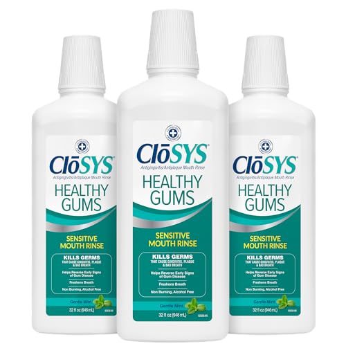 CloSYS Healthy Gums Mouthwash Mint 32 Fl Oz Pack of 3 - Anti-Gingivitis Oral Rinse