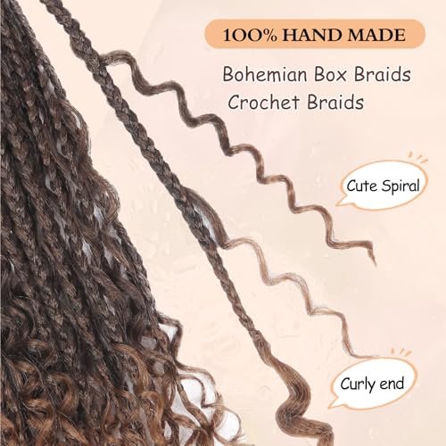 Long Boho Box Braids Crochet Hair 24 Inch Pack of 8 T30 - Natural Look