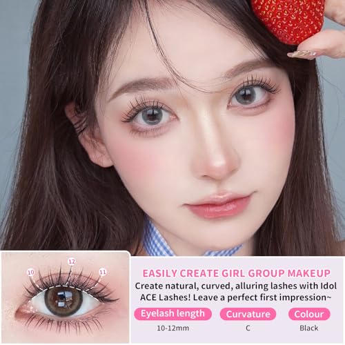 Elyzza Idol Lash Extension Kit 10-12mm Cluster Lashes With Thin Lash Band C+ Curl Natural Look False Eyelash Clusters With Bottom Lashes Faux Lash Clusters Extensions For DIY Individual Lashes at Home