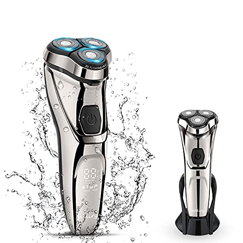 Wireless Waterproof Rotary Electric Razor for Men with Pop-Up Trimmer - Wet & Dry Cordless Shaver