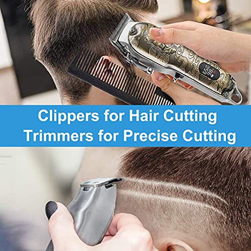 Hair Clippers and Trimmers Set of 3, Professional Cordless Hair Clippers for Men, Barber Clippers for Hair Cutting with T-Blade Trimmer Set, Beard Trimmer for Men, LED Display, Gold