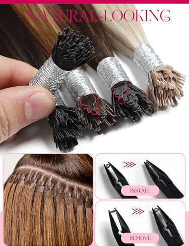 Hair Extensions Human Hair 16 Inch Ultra Tip - Natural Black, 50 Strands, 35g