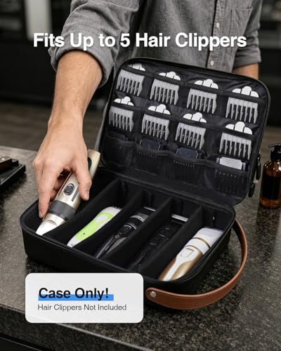 Large Hard Barber Case for Clippers and Supplies - Black
