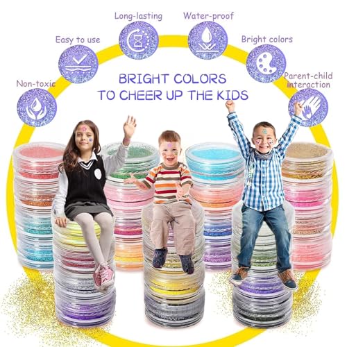 Kids & Adults Glitter Tattoo Kit with 42 Glitters & 209 Stencils for Face Body Art