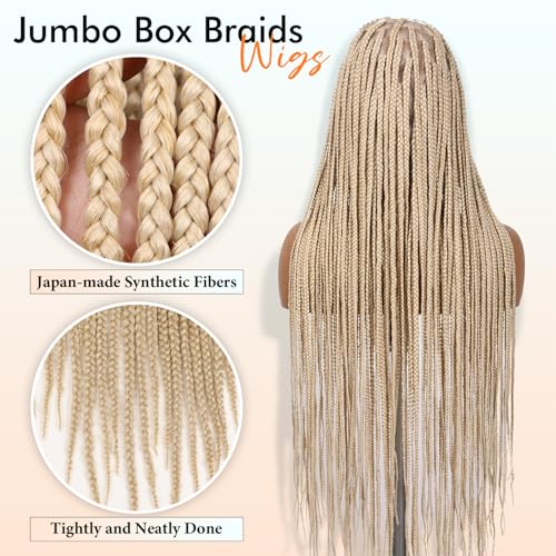 Lady Miranda Full Lace Box Braid Wig for Black Women, 34-Inch Natural-Looking Synthetic Hair