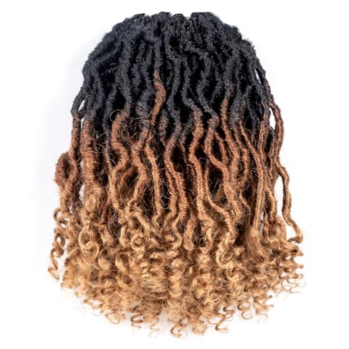 Toyotress Passion Locs Crochet Hair - 12 Inch 8 Packs with Curly Ends, Ombre Brown Faux Locs, Short Bob Style, Pre-Looped Synthetic Braiding Hair - Variation OT30/27