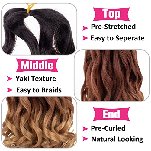 30 Inch French Curly Braiding Hair - 8 Packs Pre-Stretched Synthetic Crochet Extensions - Black/30/27# Variation